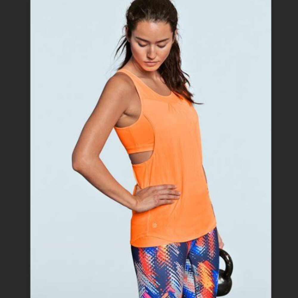 Athleta Heather orange Mesh Supercharged Tank with Removable Cups